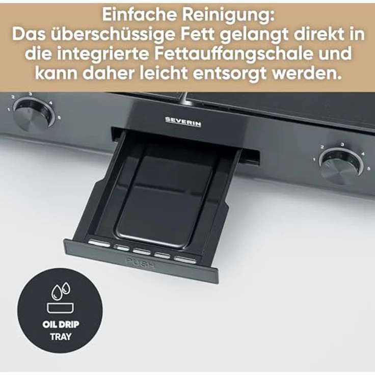 SEVERIN Tischgrill Plancha SUAVE, mit keramikbeschichteten Grillflächen, 5-Stufen-Regelung, bis zu 240°C, 2.200 W, schwarz – Bild 4