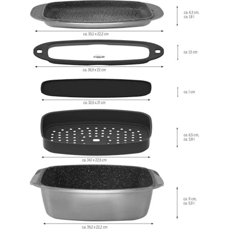 STONELINE Bräter Stoneline, Aluminiumguss (5-tlg), Bräter- & Back-Set, Antihaftbeschichtung, Induktion – Bild 6
