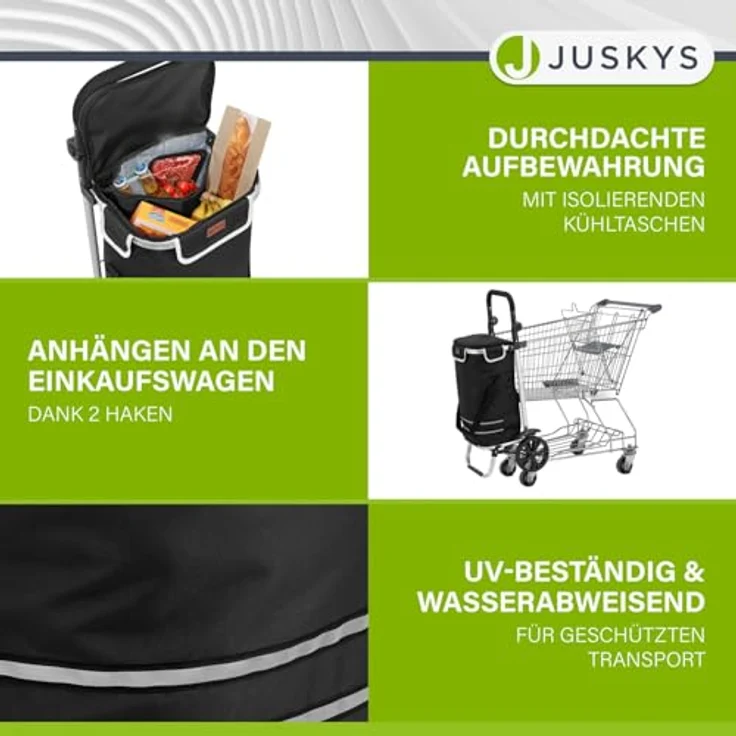 Juskys Einkaufstrolley 3in1 mit 2 Rollen für Shopping - 56 L Tasche abnehmbar - Trolley klappbar & modern - Sackkarre Einkaufsroller Schwarz – Bild 4