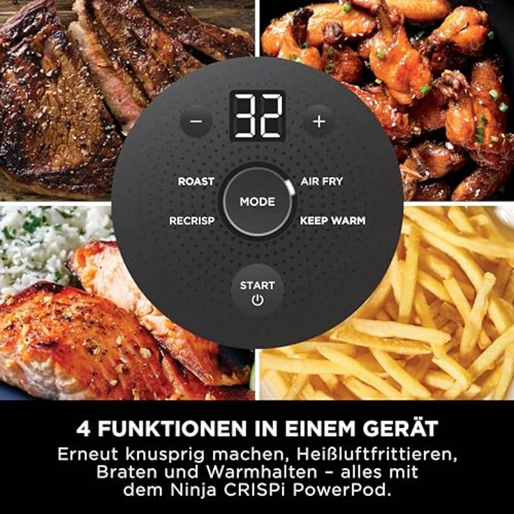 NINJA Crispi FN101EUGY, Heißluft Fritteuse mit LCD-Display und 4 voreingestellten Programmen, 3,8 l Fassungsvermögen – Bild 9