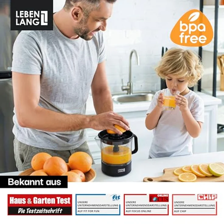 Lebenlang Elektrische Zitruspresse, BPA-frei mit 40W, 2 Drehrichtungen, spülmaschinenfest, Auto ON/OFF, 700ml Behälter – Bild 6