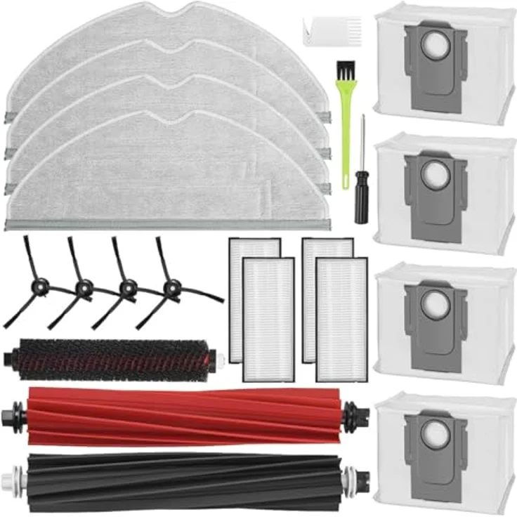 INF Ersatzteile Zubehör für Roborock S8/S8+/S8 Pro Ultra, Kit mit 3 Hauptbürsten, 4 HEPA-Filtern, 4 Staubsaugerbeuteln, 4 Wischpads, 4 Seitenbürsten, Schraubendreher und Reinigungsbürsten – Bild 1