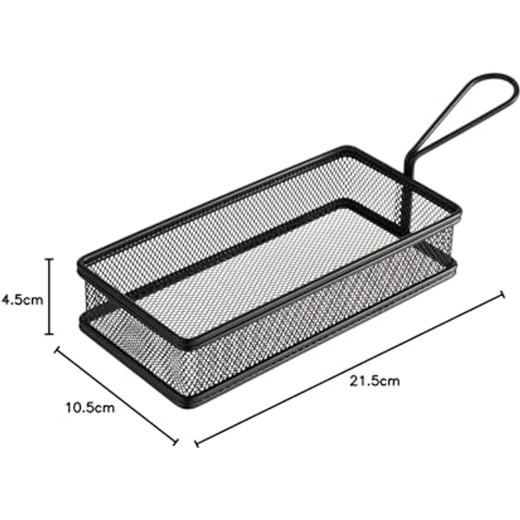 APS 40628 Servier-Frittierkorb SNACKHOLDER, Edelstahl, 21,5 x 10,5 cm, Höhe 4,5 cm, schwarz, ideal zum Servieren und Frittieren von Beilagen – Bild 2