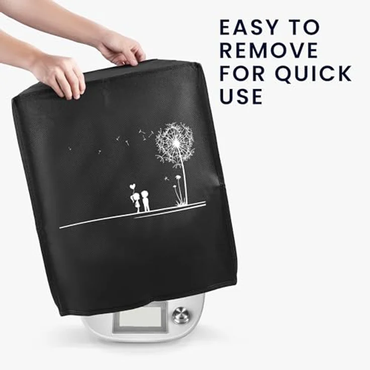 kwmobile Hülle für Thermomix TM5/TM6 mit Varoma, Abdeckhaube in Weiß Schwarz Pusteblume Love, robustes Polypropylen, schützend vor Staub und Schmutz – Bild 3