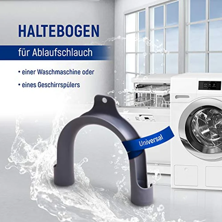 VIOKS Haltebogen Ablaufschlauch 180 Grad Bogen PVC - Halterung für Waschmaschine Ablaufschlauch & Schlauch Halterung für Geschirrspüler, Trockner – Bild 2