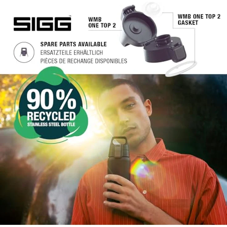 SIGG Shield Therm One Nocturne, isolierte Trinkflasche aus 90% recyceltem Edelstahl, dunkelviolett, 0,5L, kohlensäurehaltig, auslaufsicher, BPA-frei, spülmaschinenfest – Bild 4