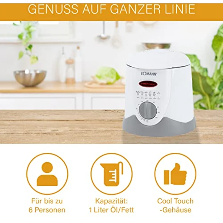Bomann FFR 1290 CB Fondue-Fritteuse, 6 Fonduegabeln, 1 Liter, 840 Watt, silber – Bild 3