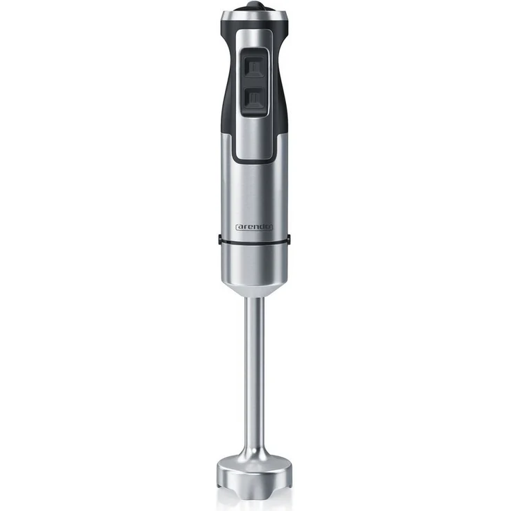 Arendo Stabmixer Edelstahl, 1000 W Handmixer mit stufenloser Regelung, Turbotaste, abnehmbarem Mixfuß und 4-flügeligem Edelstahlmesser, silber