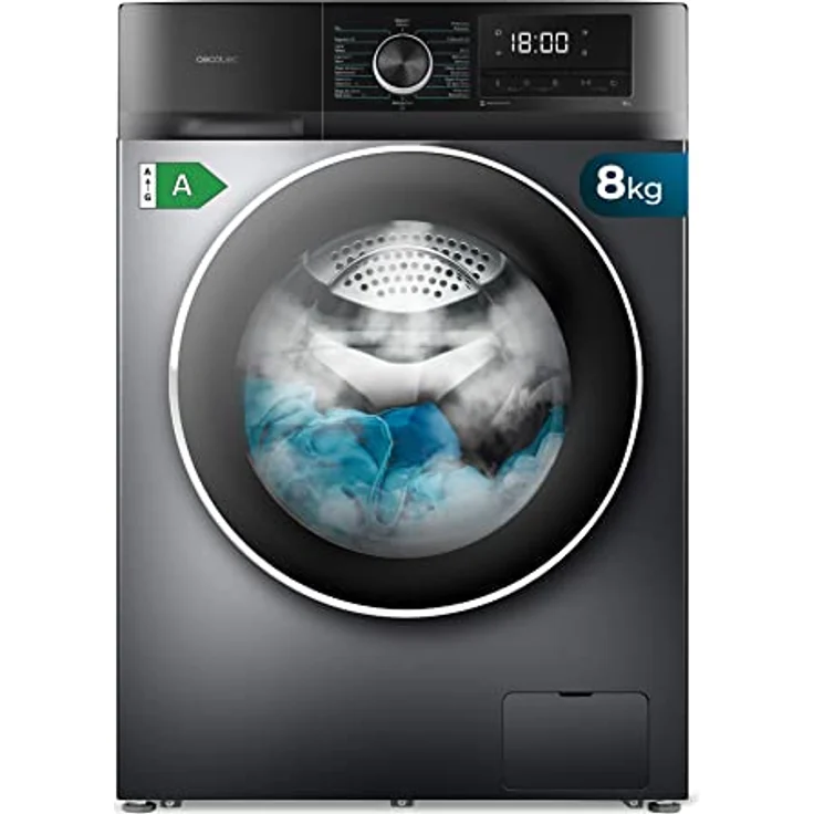 Cecotec Lavadora 8 Kg Carga Frontal Bolero Dresscode 8500 Inverter Steel A. 1900 W, 1400 rpm, Motor Inverter Plus, Bajo Consumo, 16 Programas, SteamMax, Delay Start, Stahl – Bild 1