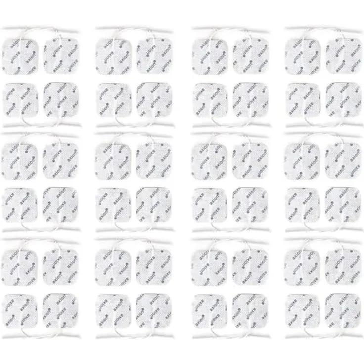 Axion Elektrodenpads 4x4cm, 2mm Steckanschluss, 48 St., selbstklebend für TENS/EMS Geräte, optimale Stromverteilung