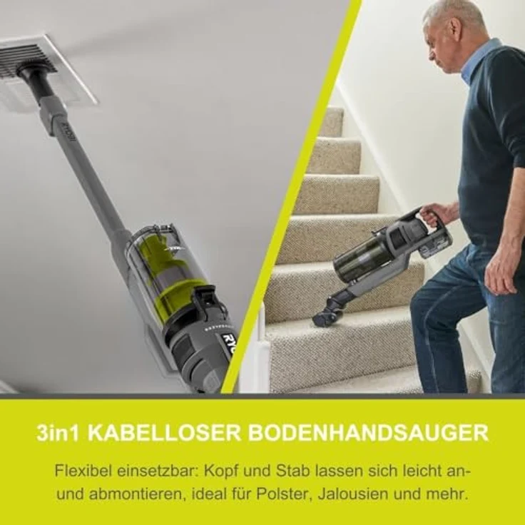 RYOBI 18 V ONE+ Brushless Bodenhandsauger RSVS18BL-1C40G, 90 AW Saugleistung, bürstenloser Motor, inkl. 4,0 Ah Akku und 2,0 A Ladegerät, Anthrazit – Bild 5