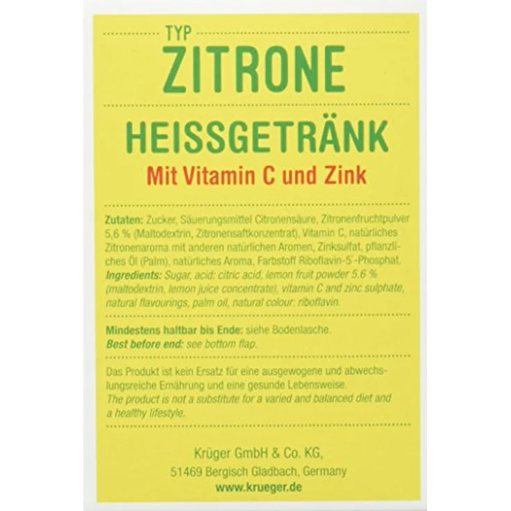 Krüger Heißgetränk Zitrone, fruchtiger Tee mit Vitamin C und Zink, 500g – Bild 4
