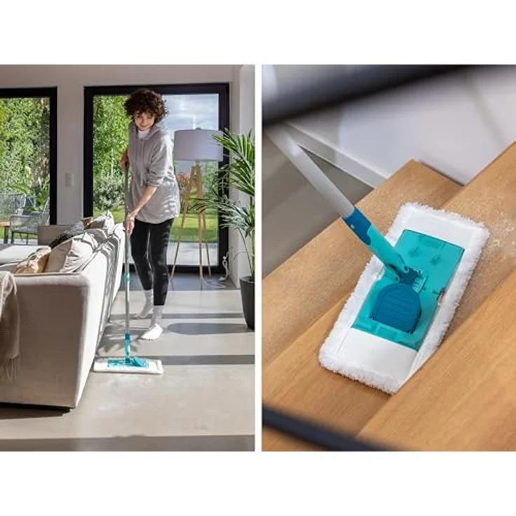 Leifheit SUPERDUSTER Floor, Staubwischer mit Rundum-Staubbezug aus Mikrofaser, waschbar, für alle Hartböden, 148 cm Stiel, 360°-Gelenk – Bild 3