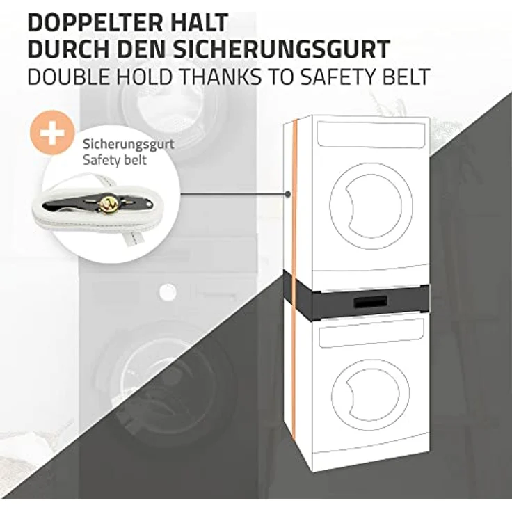 ML DESIGN modern living Verbindungsrahmen mit ausziehbarer Schublade, Stahl, 60,5x54cm, Schwarz, rutschfest, Universal Zwischenbaurahmen – Bild 5