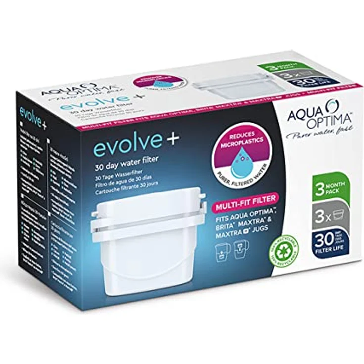 Aqua Optima Evolve+ 30 Tage Wasserfilterkartusche, Weiß, 3 Pack (up to 3 Months Supply) – Bild 2