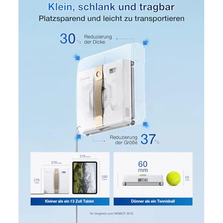 ECOVACS Fensterputzroboter WINBOT MINI, Ultraschall-Wassersprüh-System, WIN-SLAM 3.0-Technologie – Bild 4