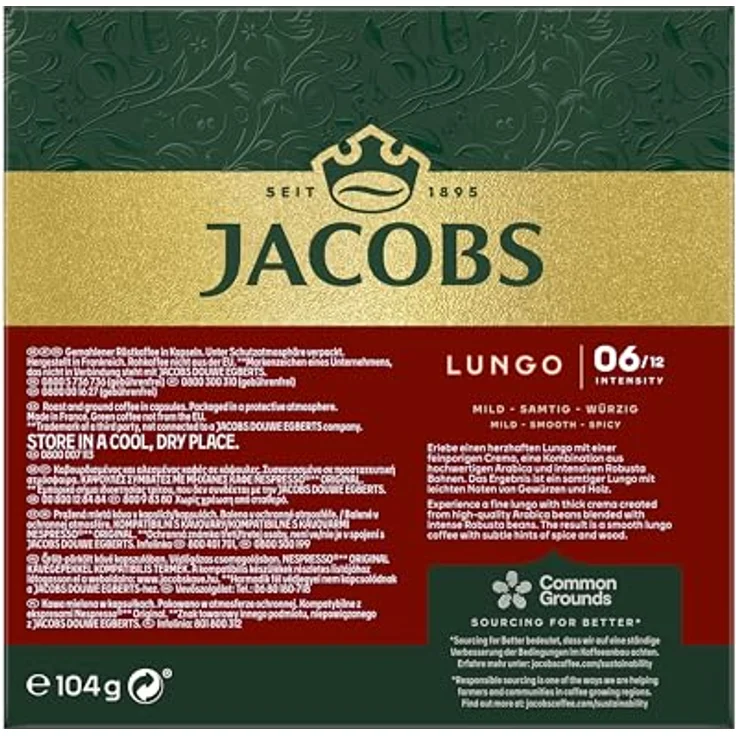Jacobs Lungo 6 Classico, Kaffeekapseln, Nespresso Kompatibel, Kaffee, 200 Kapseln, á 5.2 g – Bild 3