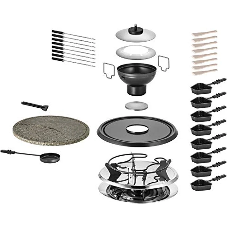 Unold 48926 Raclette Multi 4 in 1 inkl. Raclette Rezeptbuch mit 50 Rezepten | Raclette-Grill für 8 Personen, wendbarer Antihaft-Grillplatte, Edelstahl/Schwarz, 1300W – Bild 4