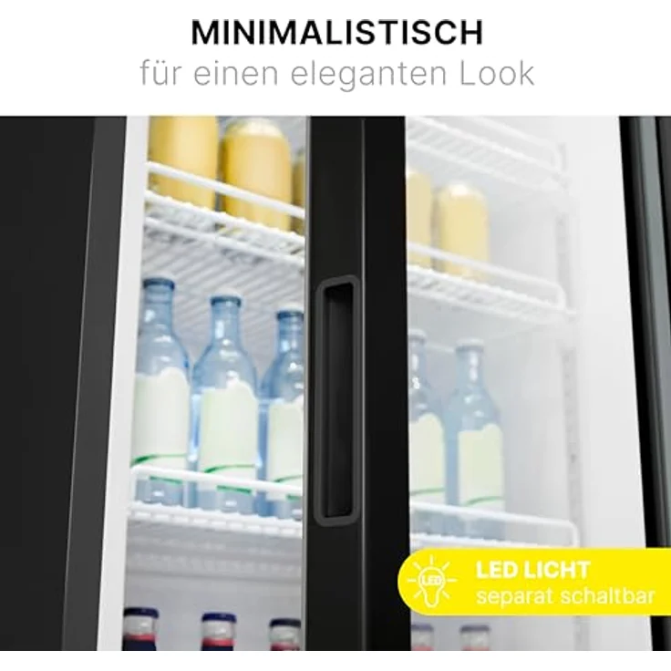 Bomann® Kühlschrank mit Glastür | Getränkekühlschrank abschließbar | 6 höhenverstellbare Ablagen | 30kg je Ablage | 347 Liter | Kühlschrank groß | Flaschenkühlschrank m. LED-Licht | KSG 7351 schwarz – Bild 4