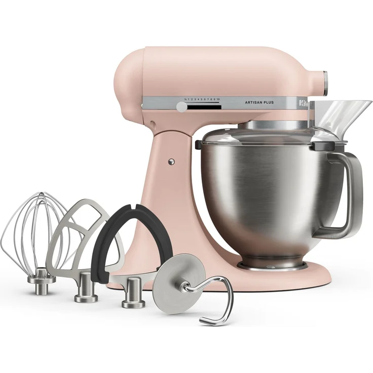 KitchenAid Küchenmaschine 5KSM50PKVEFT, 325 W, 4,7 l Edelstahlschüssel, FEATHER PINK, mit Doppelseitigem Flexi-Rührer und Soft Start Funktion