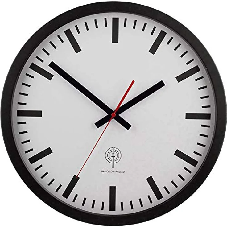 Eurotime 56862 Funk Wanduhr 40cm Schwarz