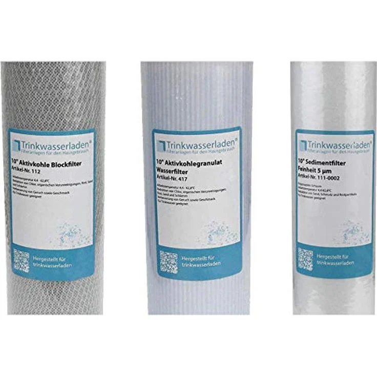 Trinkwasserladen Filter Set 10 Zoll, 3-teiliges Ersatzfilter Set für Umkehrosmose-Anlage, Sediment- und Aktivkohlefilter – Bild 5
