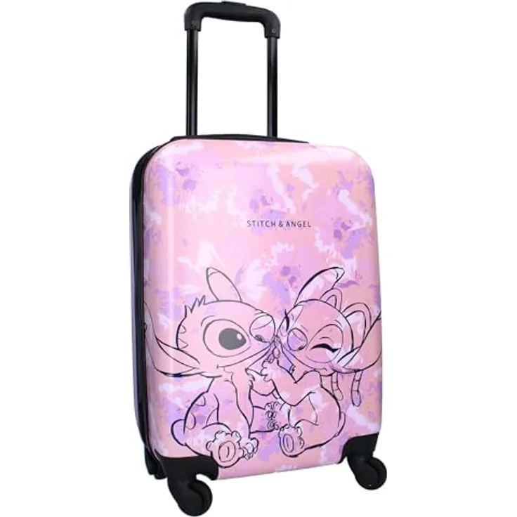 Vadobag Lilo & Stitch Trolley Koffer Ohana Forever ABS-Reisetrolley für Kinder – 4 Räder – Ausziehbarer Griff – 46 x 33 x 21 cm – Fassungsvermögen 31 Liter – Rosa