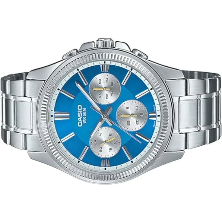 Casio Herrenuhr Multifunktion Stahl/Blau MTP-1375PD-2A2VEF, Edelstahlgehäuse, blau Zifferblatt, Mineralglas – Bild 2