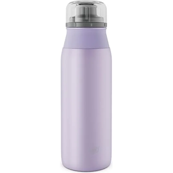 Alfi ELEMENT BOTTLE, Edelstahl Trinkflasche 0,6l mit Free-Flow Trinksystem, spülmaschinenfest, mattiert – Bild 1