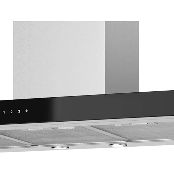 Oranier Wandhaube 90 cm Edelstahl - breite Abluft Dunstabzugshaube mit Glasfront - Abzugshaube mit 3 Leistungsstufen - weiße LED Anzeigen - SIRIA90E1 – Bild 5