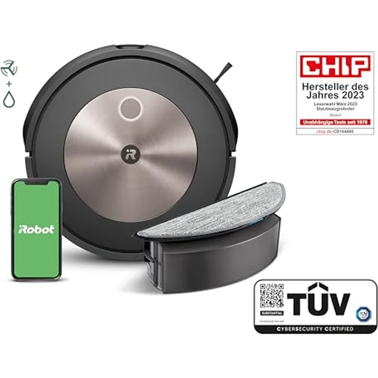 iRobot Roomba Combo j5 (j5176) Saug- und Wischroboter, Kartierung und PrecisionVision Navigation, 4-Stufen-Reinigung, Objekterkennung und -vermeidung, Indiv. Anpassung, Sprachassistentenkompatibel – Bild 2