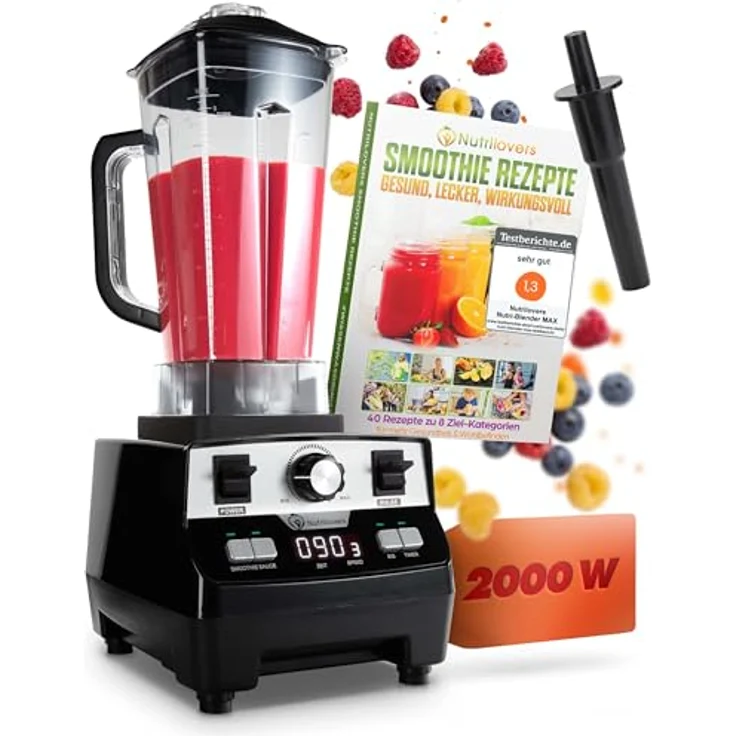 Nutrilovers NUTRI-BLENDER MAX Hochleistungsmixer 2000W Standmixer Smoothie - 2L Tritan, BPA-frei, 9 Stufen, Digital-Timer, inkl. Smoothie Rezeptbuch – Bild 1
