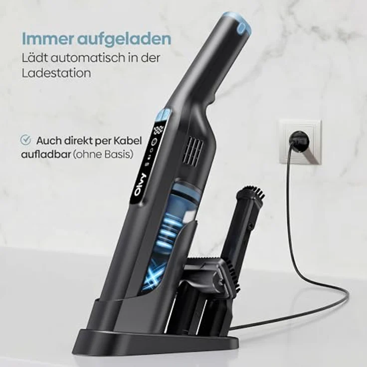 Olvy HC32 PRO Handstaubsauger Kabellos, 250 W, 22 kPa Saugkraft, 3 Saugstufen, LCD-Display, HEPA-Filter, Zubehör für Haus & Auto – Bild 4