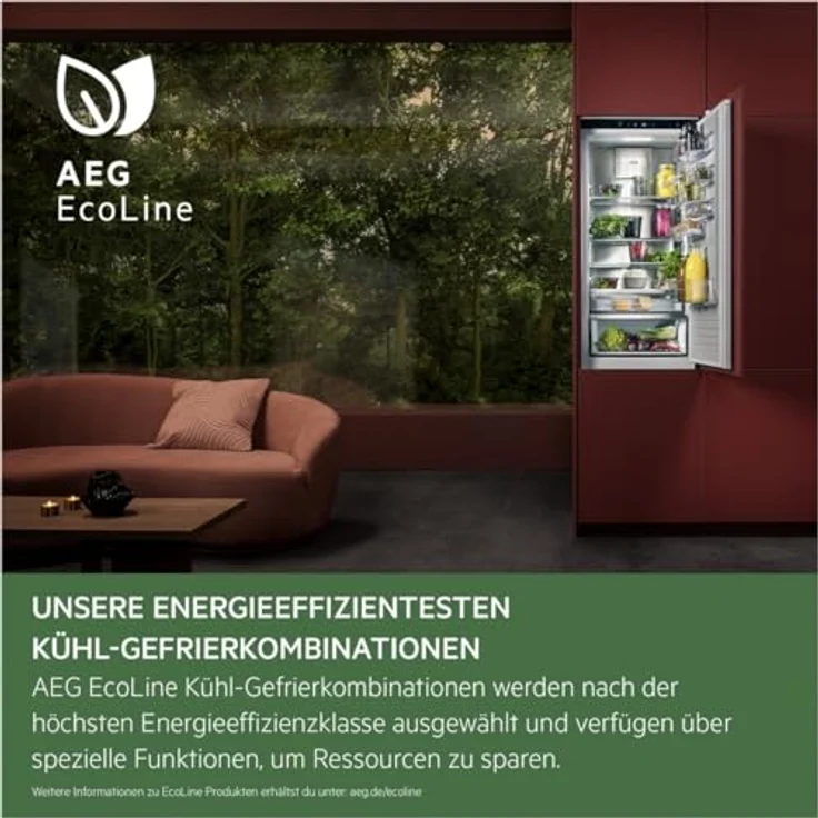 AEG Einbaukühlschrank Serie 5000 OptiSpace / 4-Sterne-Gefrierfach / LED-Innenbeleuchtung / Gemüseschublade / TF5OS882DS – Bild 2