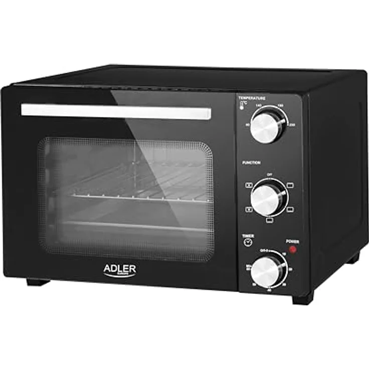 ADLER EUROPE AD 6024 Mini Elektrischer Ofen 22L, Minibackofen mit Umluft, Timer, Ideal für Camping