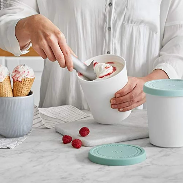 Springlane Eismaschine mit Kompressor inkl. Rezeptheft, 1,2 l, 135 W, Elli + 2 Aufbewahrungsbehälter Türkis – Bild 9