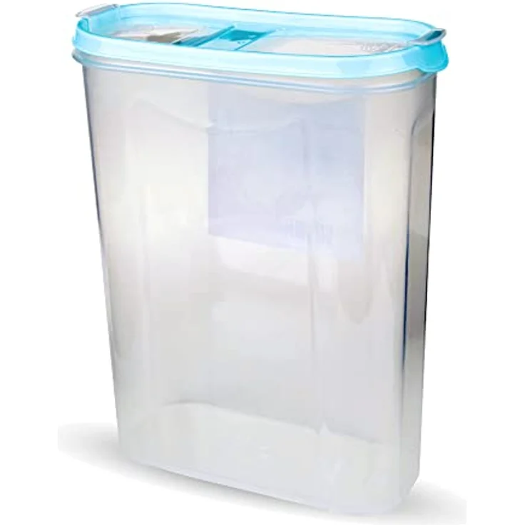 Bestlivings Vorratsdose Müslispender, transparente Schüttdose aus Kunststoff, 2,8 Liter, 7cm x 16,5cm x 24cm, luftdicht mit zwei Öffnungen – Bild 1