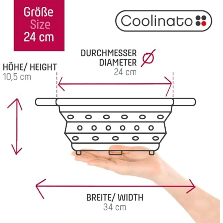 Coolinato faltbares Silikon-Sieb 24 cm rot – Bild 4