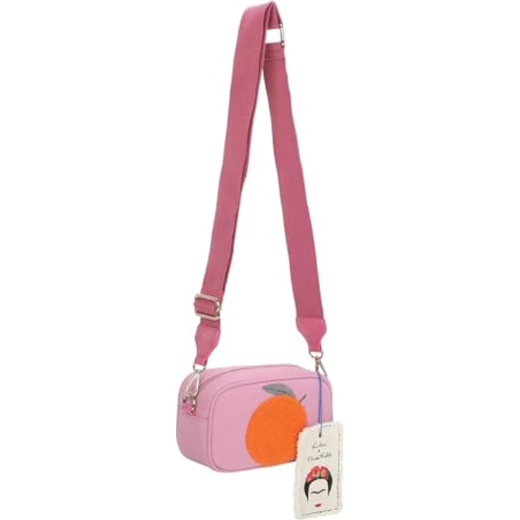 Fritzi aus Preußen Umhängetasche Canvas Crossbody Bag im Frida Kahlo Look, orange – 19x11,5x8 cm, verstellbarer Schulterriemen – Bild 2