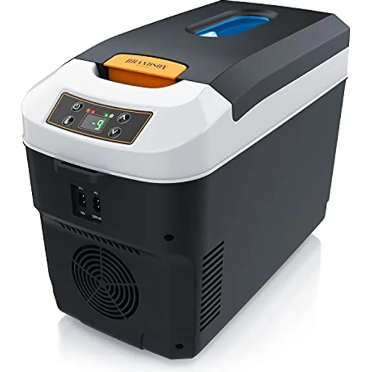 Brandson Kühlbox elektrisch 10L, 230 V und 12 V, kühlt bis 20°C unter Umgebungstemperatur, heizt bis 65°C, Cool Grey