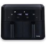 H.Koenig Airfryer Fritteuse ohne Öl, 2 Becken, XXL FRY900, doppelte Kapazität 9 l, verstellbar 80 – 200 °C, 5 Kochmodi, Timer 60 Minuten, 8 Programme, Touchscreen, silber