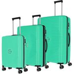 Travelite Hartschalen Kofferset 3teilig, 4 Rollen, ORBITA, Trolleys mit bruchsicherer Schale, TSA Schloss, Grün