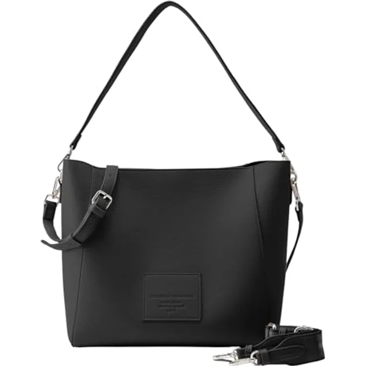 Seidenfelt Malvik Schultertasche, 42 cm, Schwarz, eleganter Alltagsbegleiter mit herausnehmbarer Tasche und verstellbarem Riemen