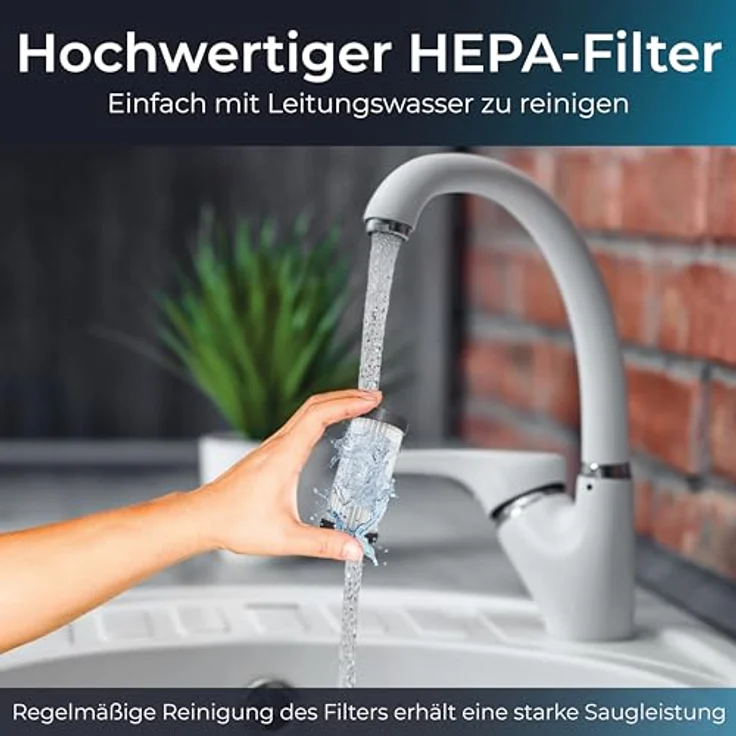 KLAMER Handstaubsauger, 140W Akku Handstaubsauger, Leistungsstark mit 16.000 PA und 36 min Laufzeit, Kabelloser Handstaubsauger inkl. Ladestation für Büro, Haus & Auto, beutellos – Bild 5