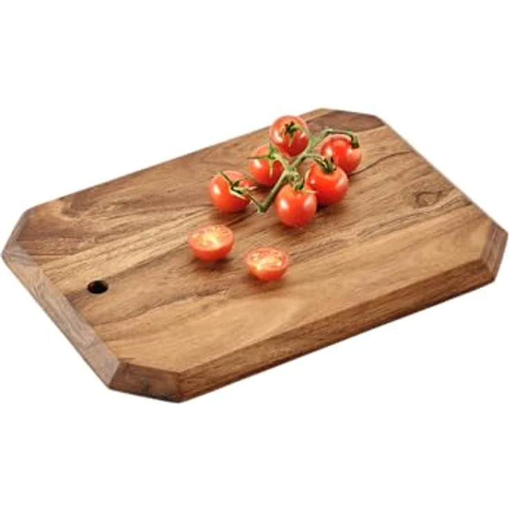 KESPER Schneidbrett aus Akazienholz, besonders messerschonend, 8-eckig, Maße: 28 x 20 x 1,7 cm, Braun – Bild 1