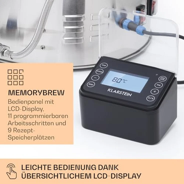 Klarstein Brauheld Smart 45, Bierzapfanlage mit 2500W, 45L Edelstahl, LCD Display, App-Steuerung, 11 Brauschritte – Bild 4