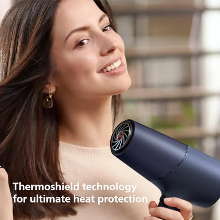 Philips BHD510-00 Serie 5000 Haartrockner, 2300W, ThermoShield, Gleichstrommotor, 6 Geschwindigkeiten, Ionenfunktion, Kaltluft, blau – Bild 4