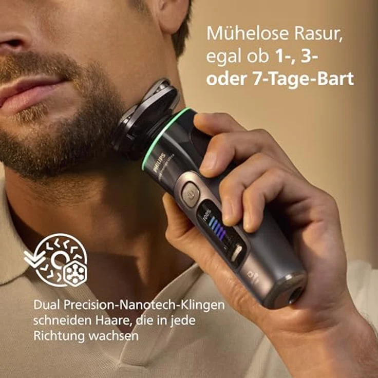 PHILIPS XP9402/11 Elektrorasierer i9000 Prestige Ultra, NanoTech Dual Precision-Klingen, Dreifach-Lift & Cut-System, anthrazit, ohne Reinigungsstation – Bild 5