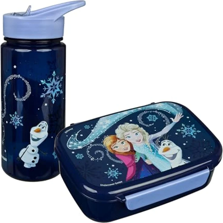 Disney Frozen Lunchbox Lunchset, 2-tlg. Set mit auslaufsicherer Lunchbox und Trinkflasche für Schule und Kindergarten – Bild 1