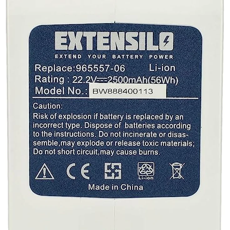 EXTENSILO Akku Typ B für Dyson DC43h Animal Pro, DC35 Multi Floor, DC43 - 2500 mAh, 22,2 V, Li-Ion, Weiß – Bild 5